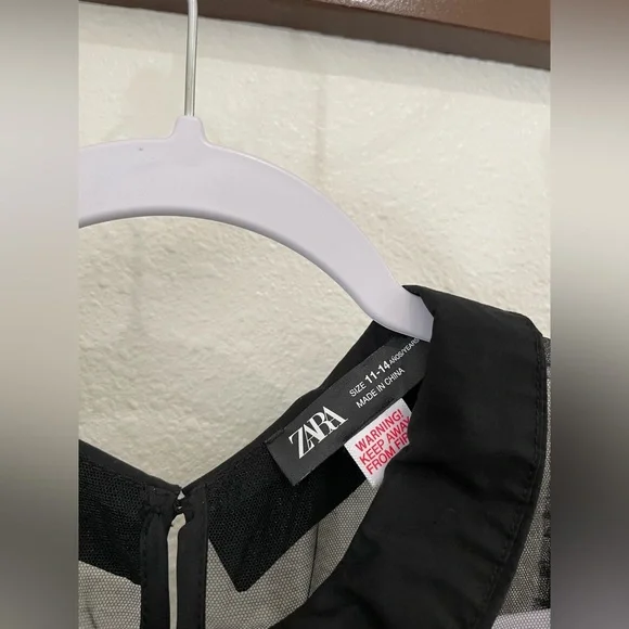 Zara Wednesday Adam’s Black Dress Tule Ruffle Victorian Peter Pan Collar - Picture 6 of 8